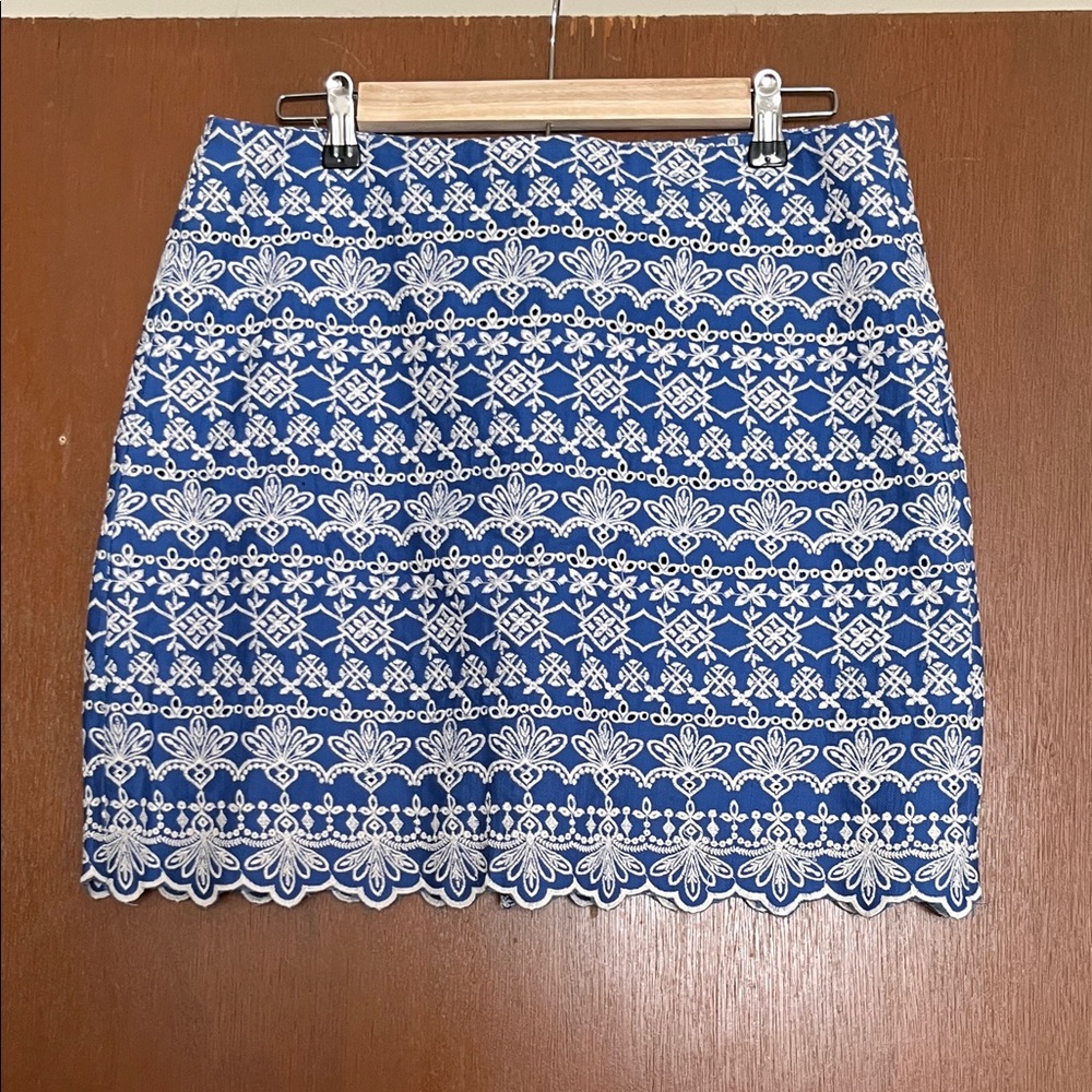 LOFT Blue and White Mini Skirt